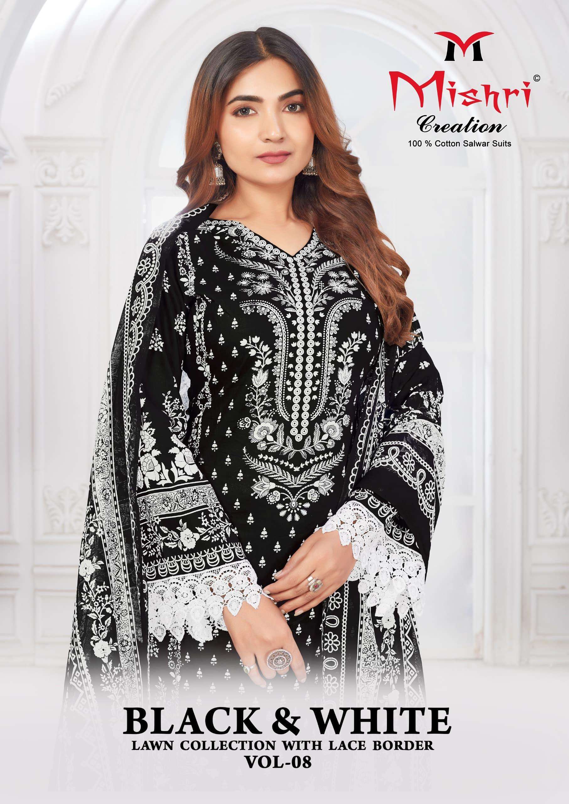 BLACK & WHITE WITH LACE BORDER  BY MISHRI 